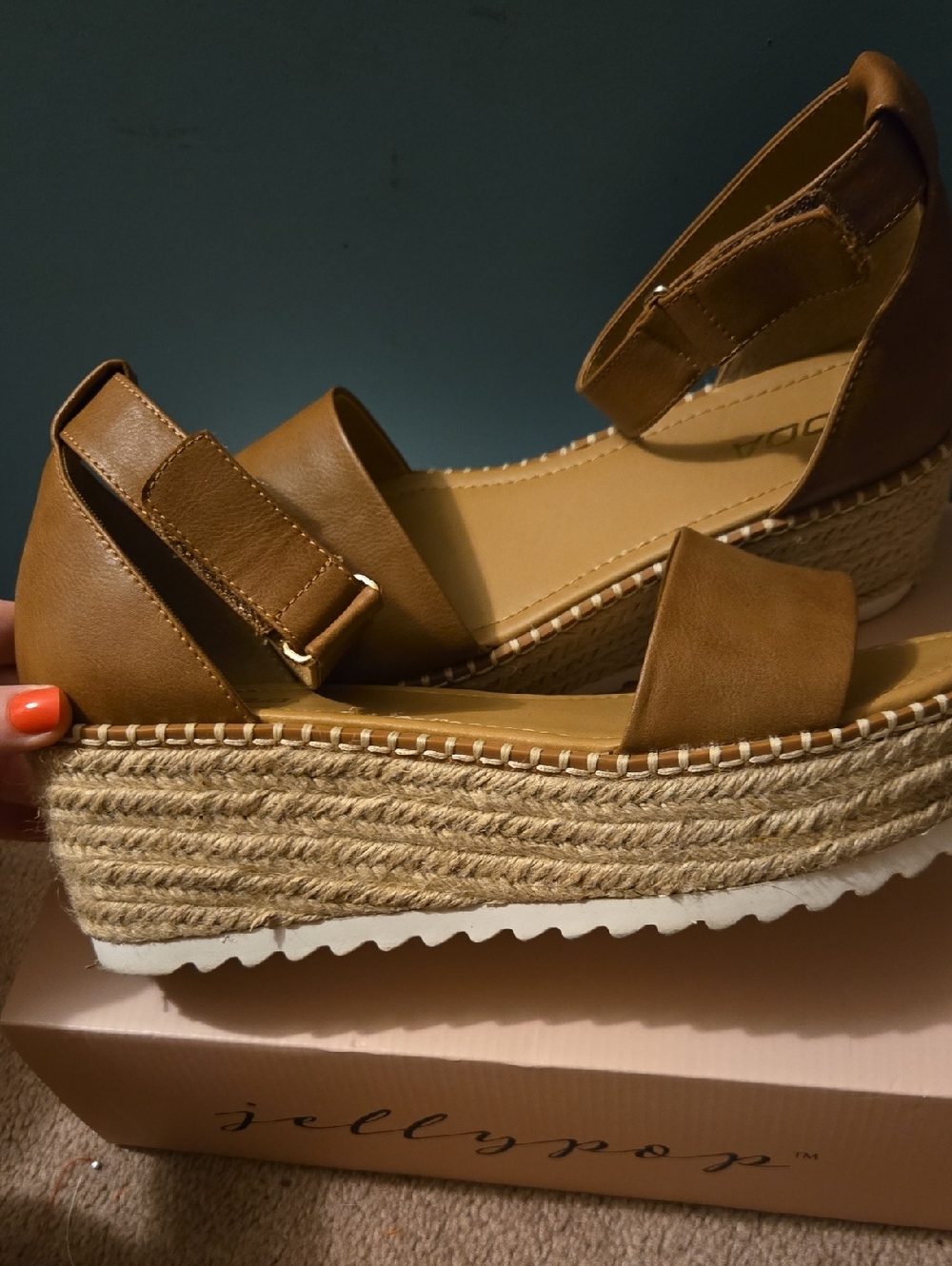 Soda Tan Espadrille Wedge Sandals